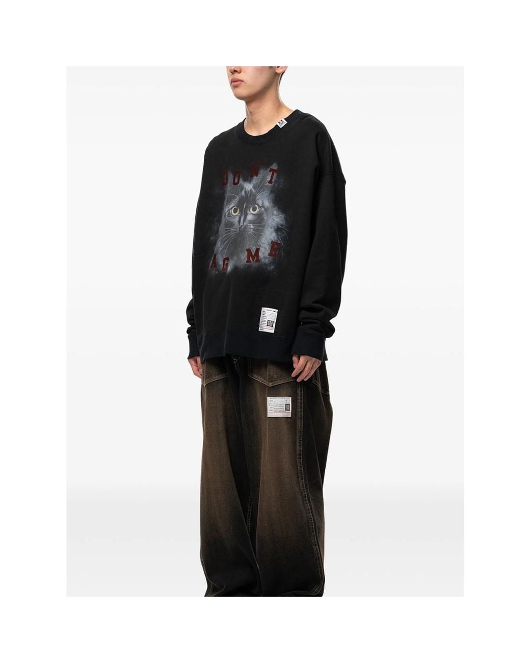 Maison Mihara Yasuhiro Black Cat Printed Sweatshirt for men