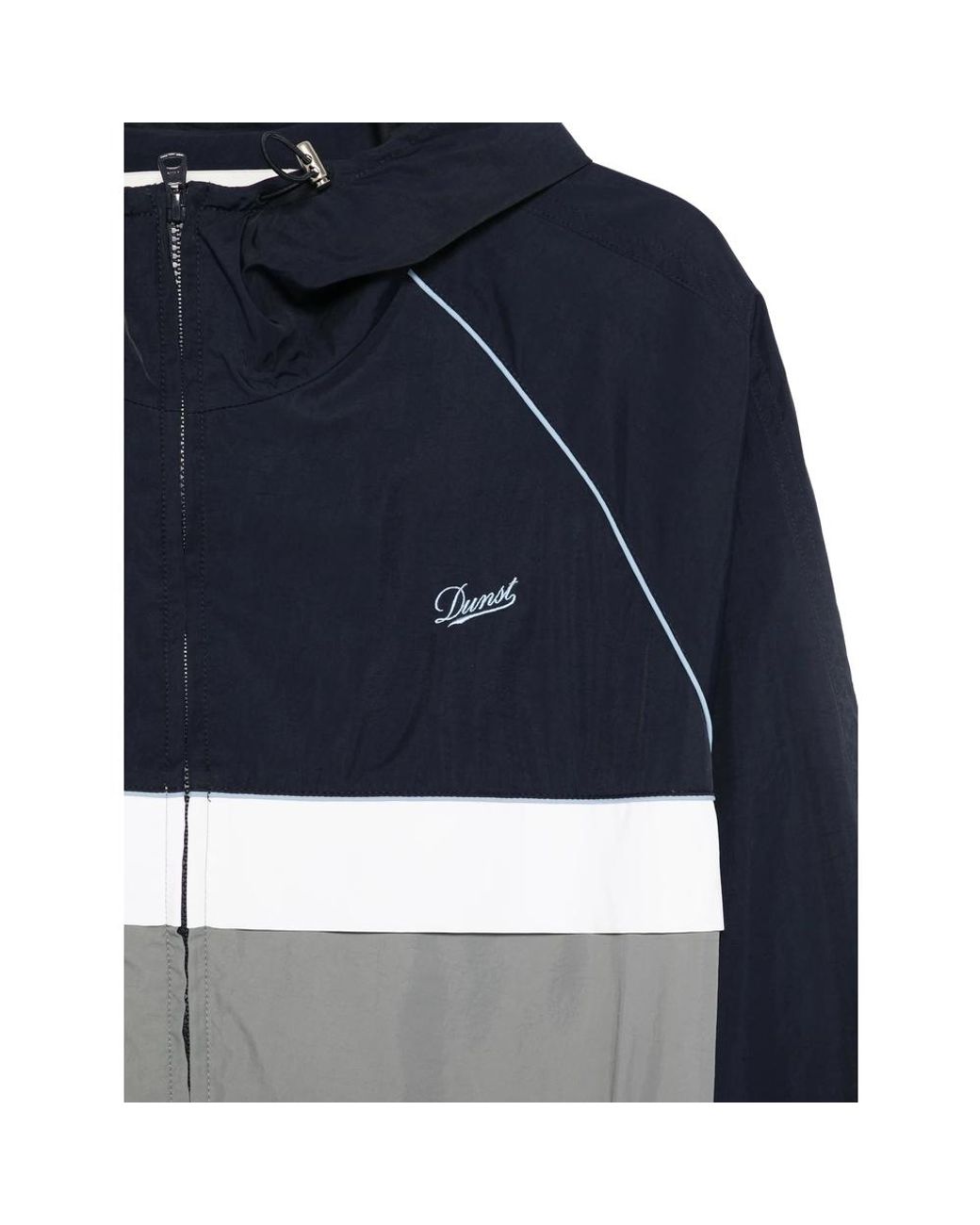 DUNST Blue Hooded Colourblock Windbreaker for men