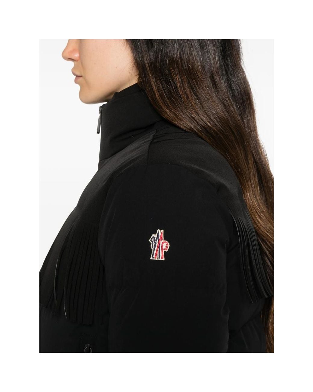 Moncler Black Fringe-Trimmed Padded Jacket
