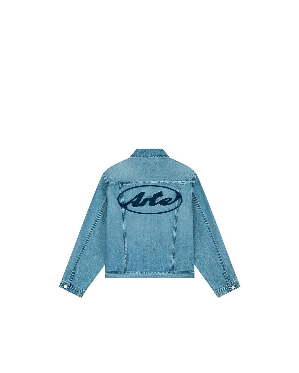 Arte' Blue Logo-Patch Denim Jacket for men