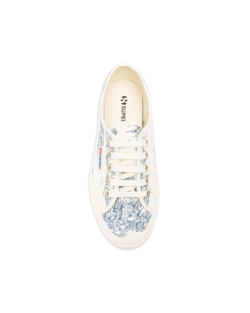 Superga White Toile De Jouy Printed Lace-Up Sneakers