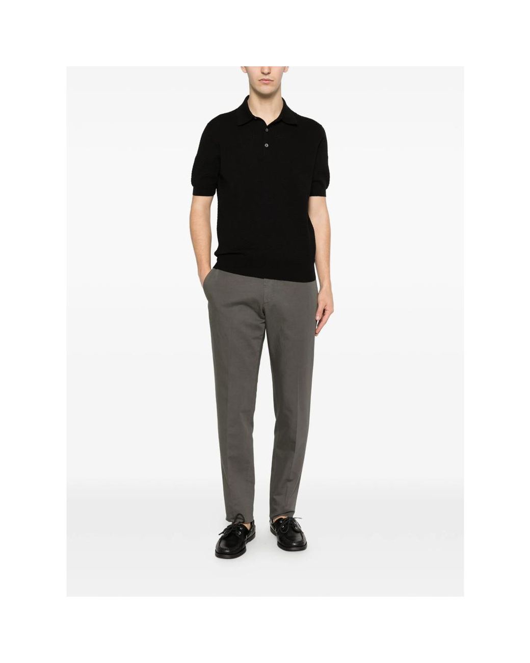 La Fileria Black Short-Sleeve Polo Shirt for men