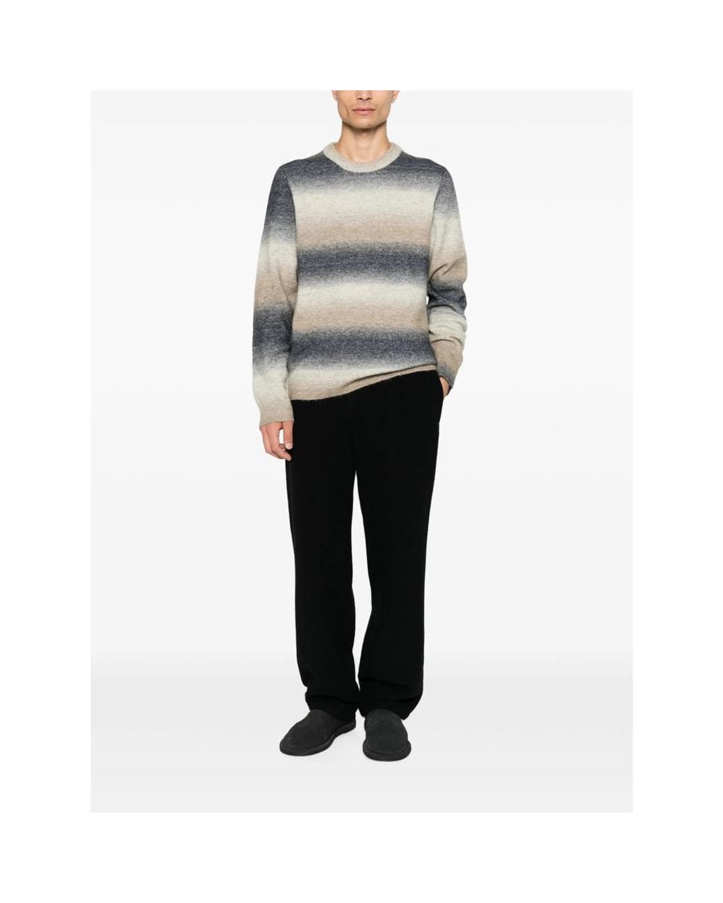 Samsøe & Samsøe Gray Gradient-Effect Striped Sweater for men