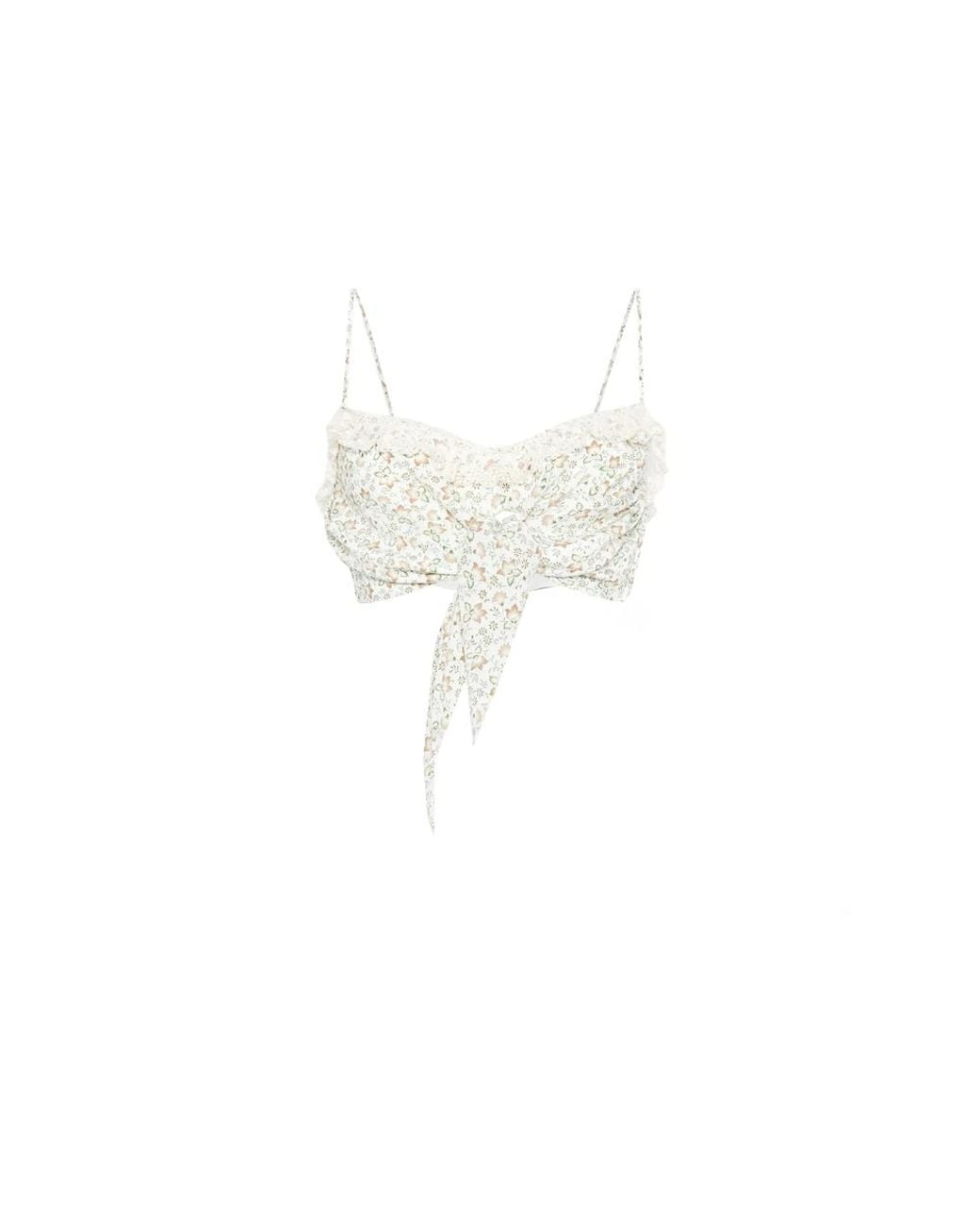 Ermanno Scervino White Sleeveless Silk Top With Floral Print