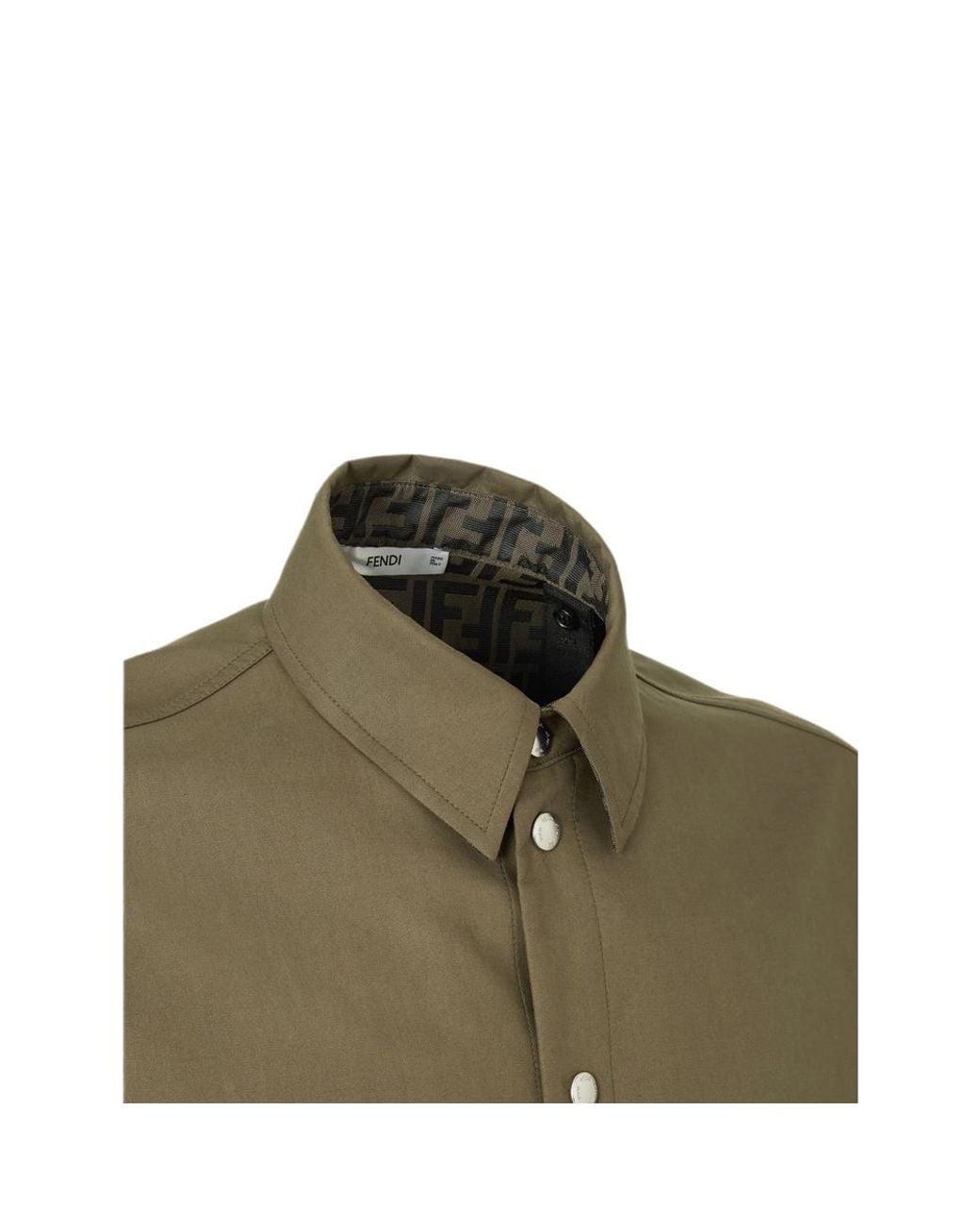 Fendi Green Ff Motif Press-Stud Shirt for men