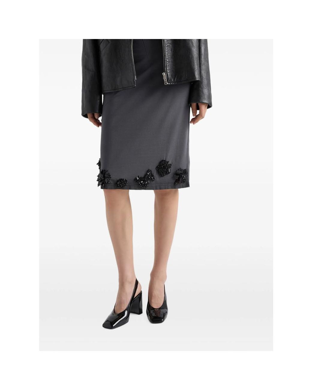 Prada Black Patent-Leather Slingback Pumps