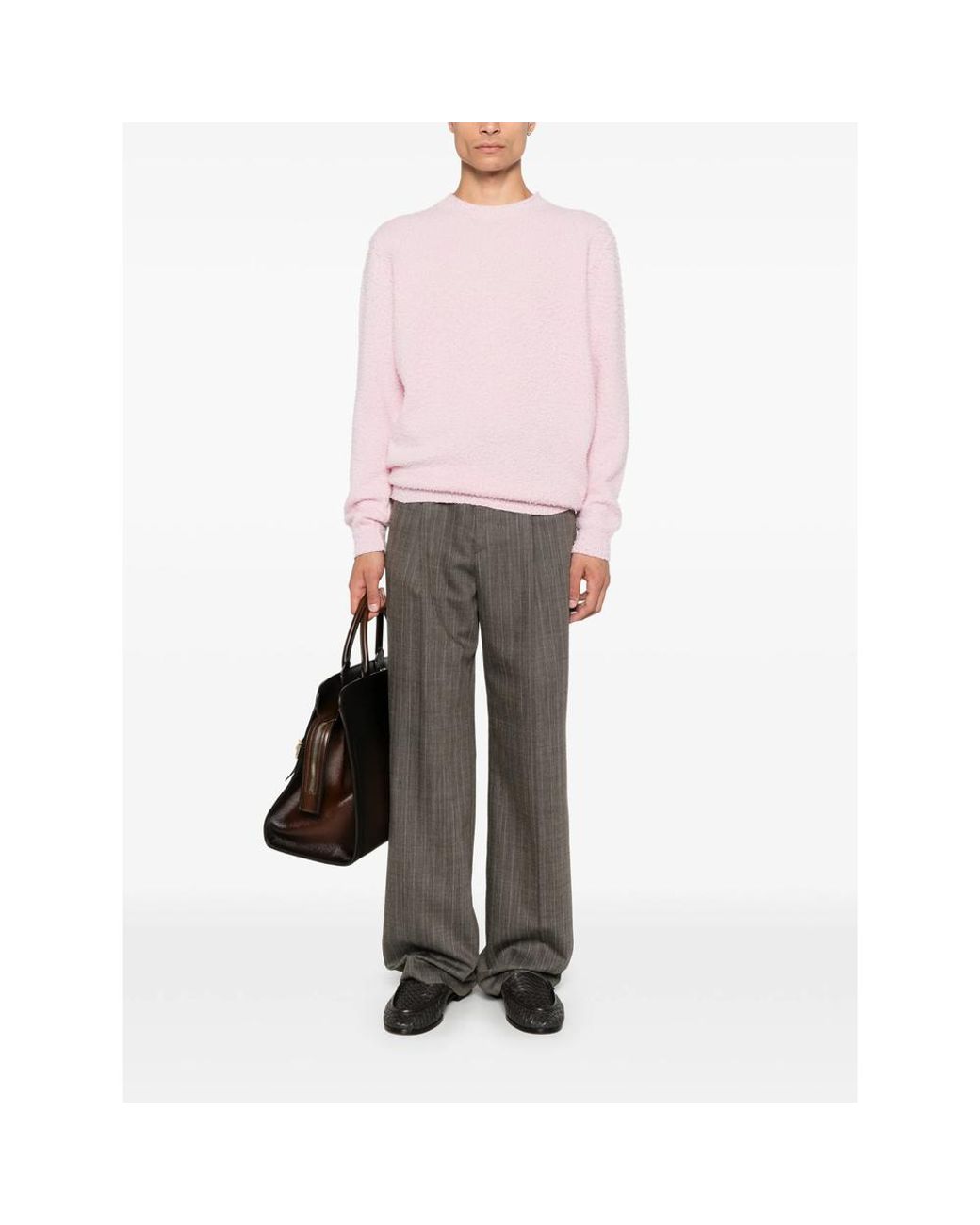 Scaglione Pink Bouclé-Knit Sweater for men