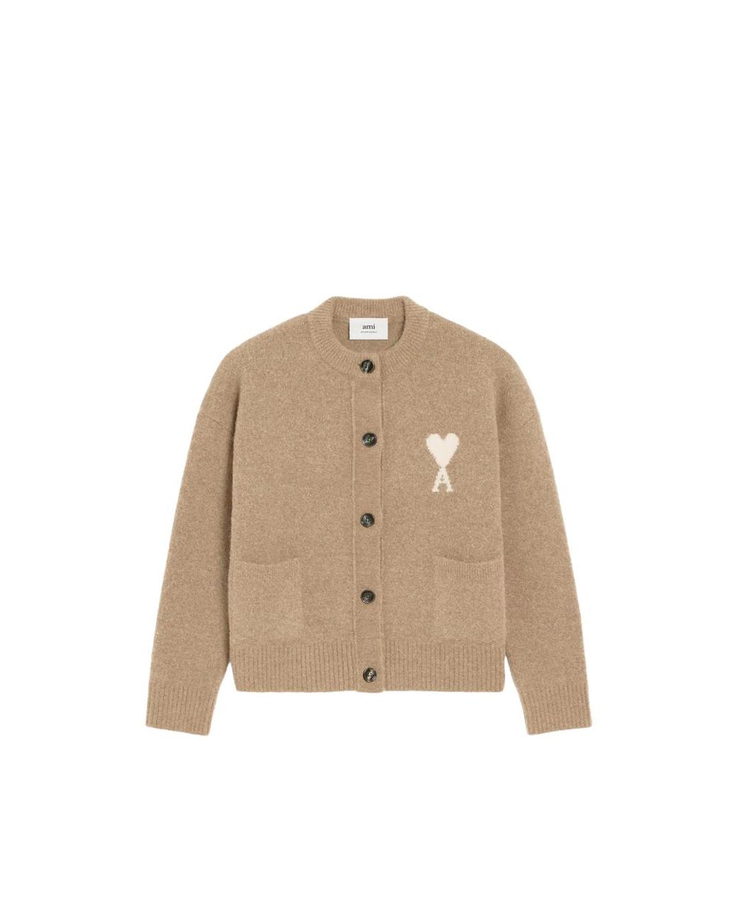 AMI Natural Ami De Coeur Knitted Cardigan
