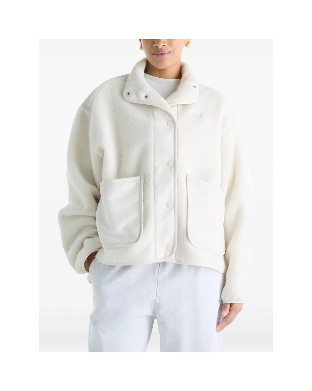 New Balance White High Pile Fleece Jacket