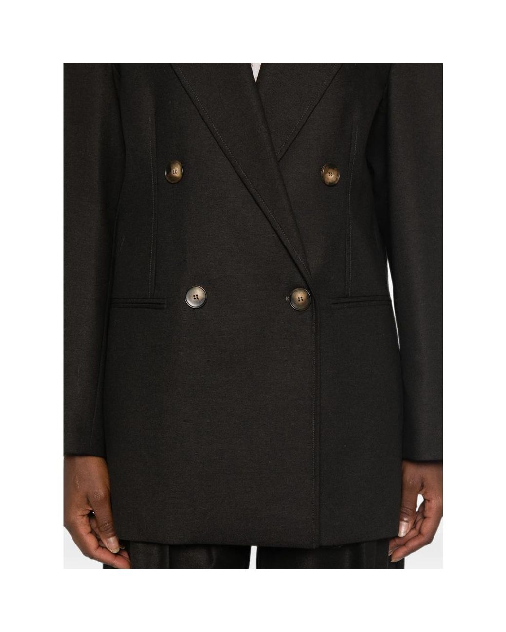 LE SULLY STUDIO Black Double-Breasted Peak-Lapels Blazer