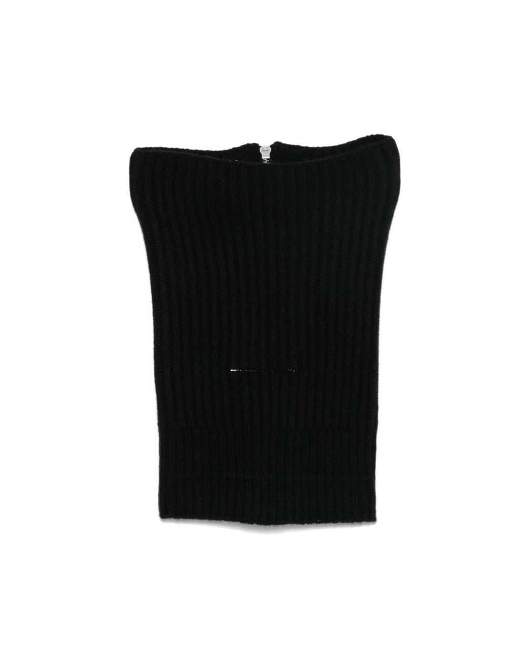 MM6 by Maison Margiela Black Ribbed-Knit Zipped Neck Warmer for men