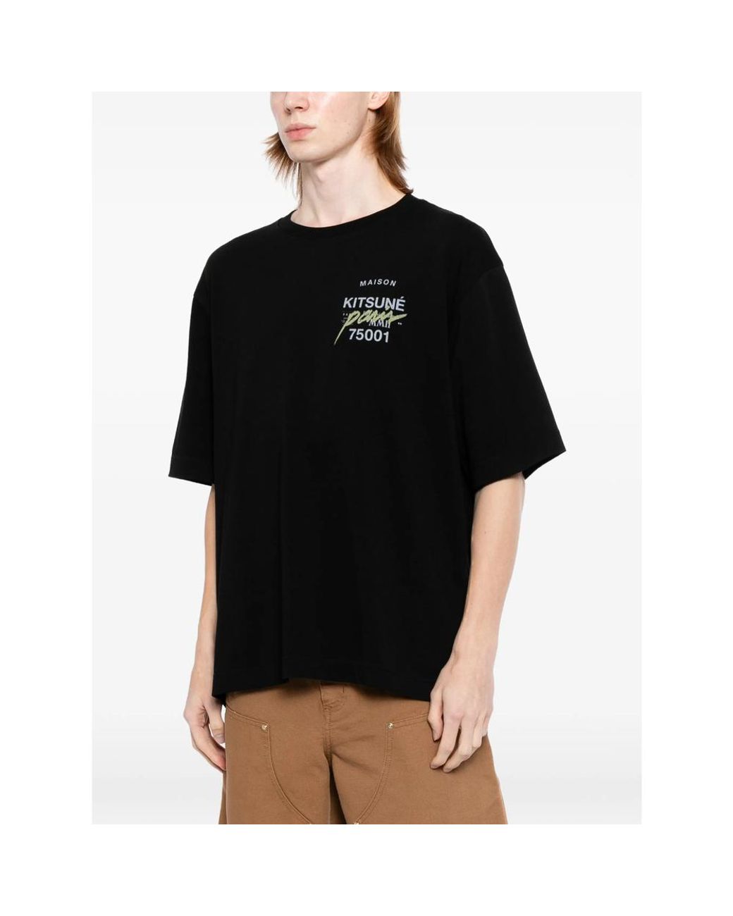 Maison Kitsuné Black Logo-Print Fox-Motif T-Shirt for men