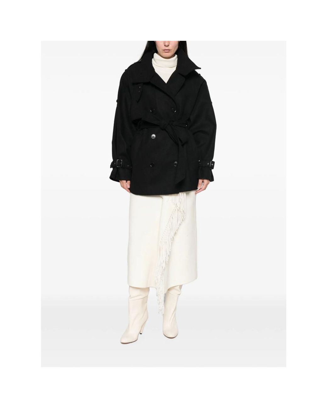 Gestuz Black Gzavic Double-Breasted Belted Coat