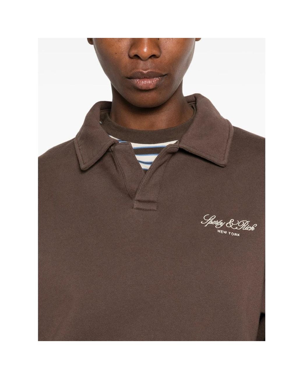 Sporty & Rich Brown Logo-Embroidered Sweatshirt
