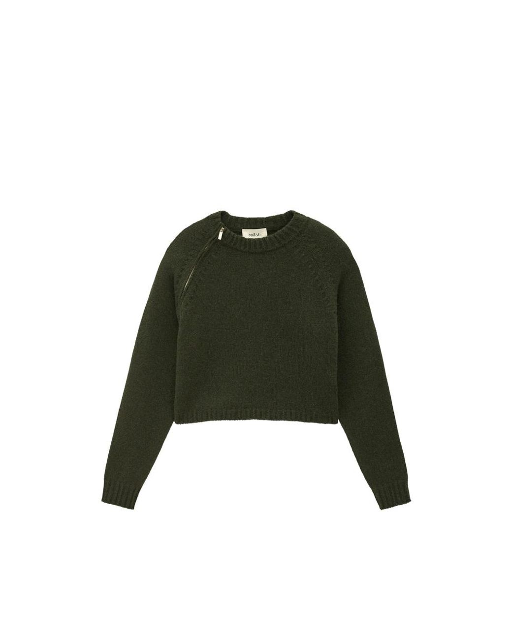 Ba&sh Green Zip-Detail Corvy Sweater