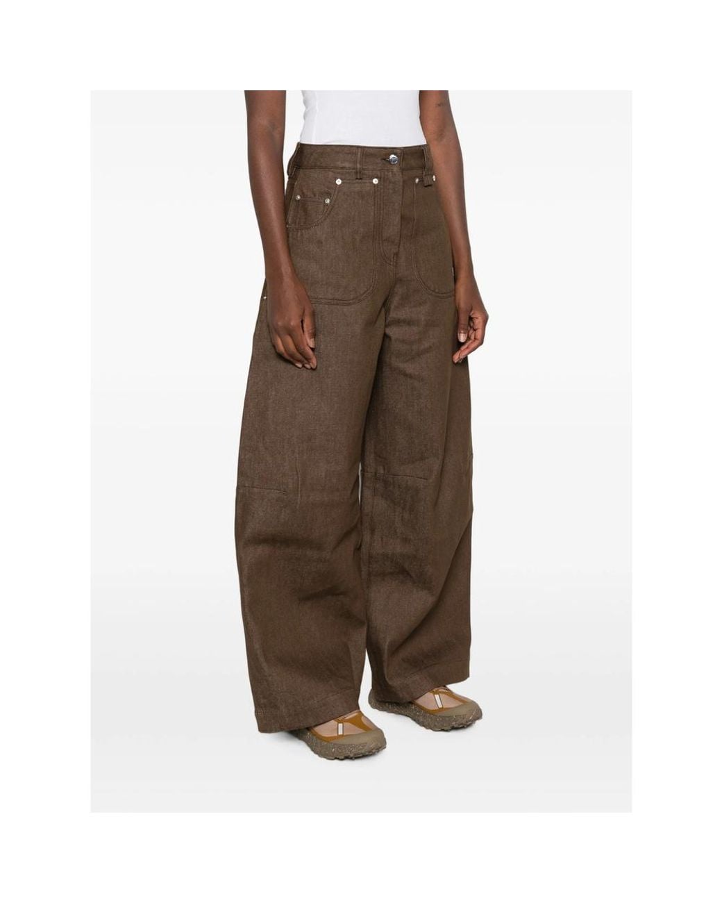 Simone Rocha Brown Embellished Logo-Patch Jeans