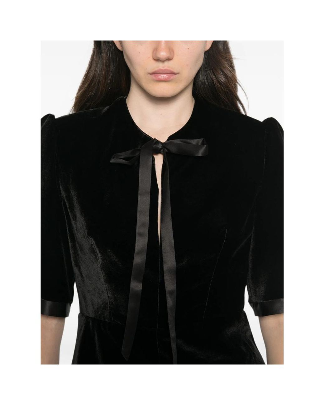 De Santis by Martin Alvarez Black Bow-Detail Velvet Midi Dress