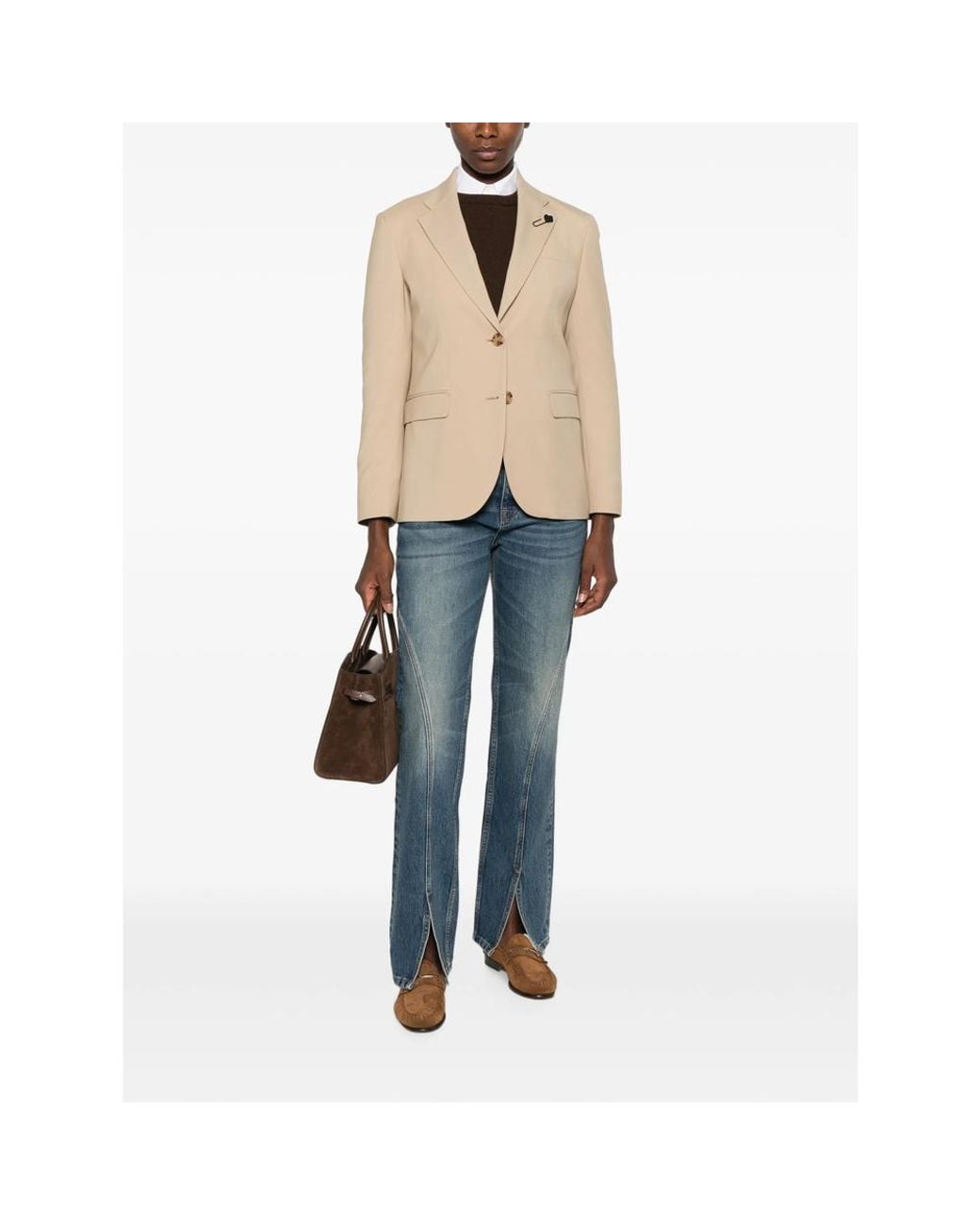 Lardini Natural Rocco Flower-Detail Blazer