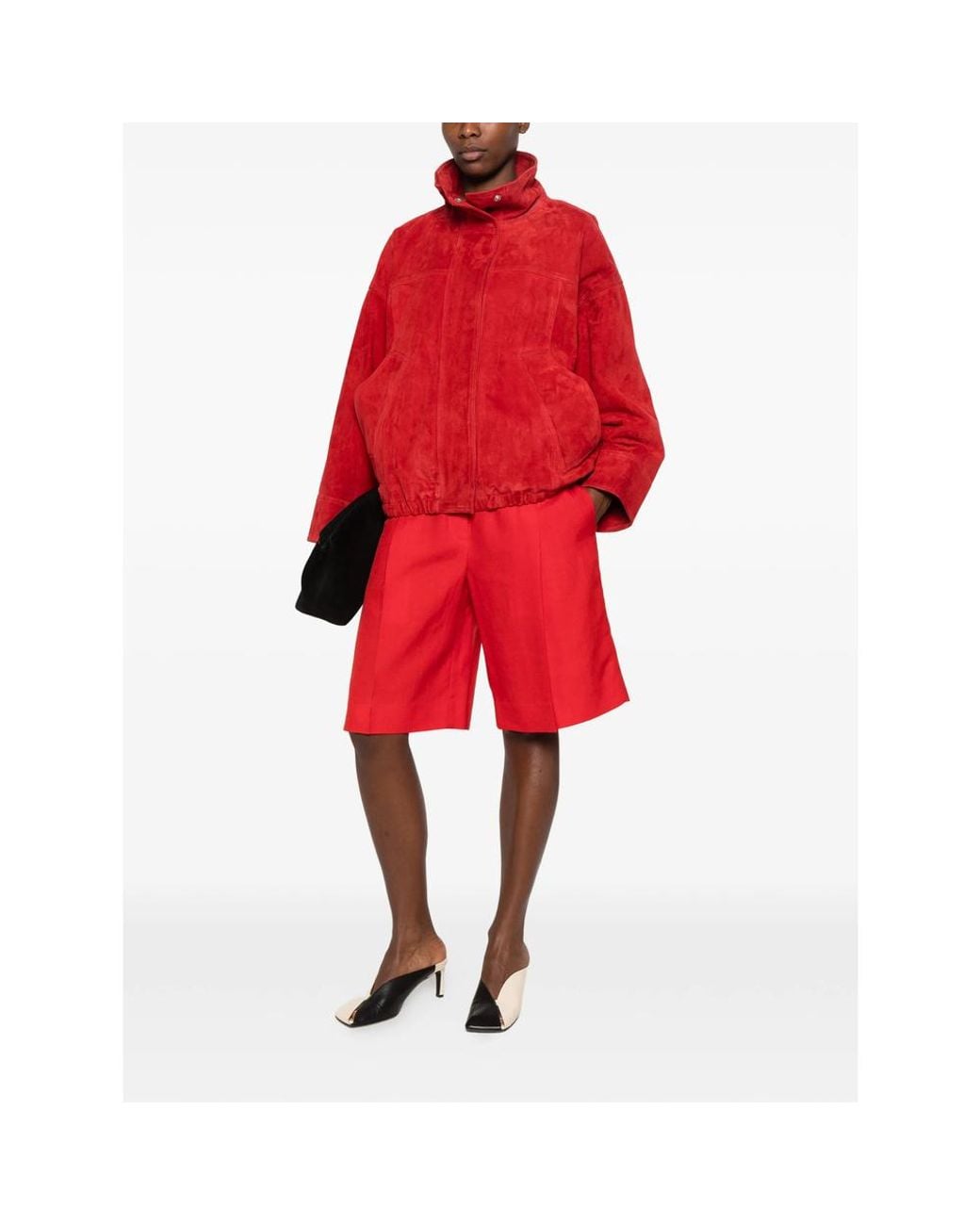 Rohe Red Suede High-Neck Jacket