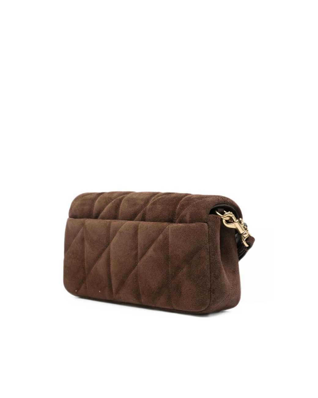 COACH Brown Sac Porté Épaule En Daim Matelassé Tabby