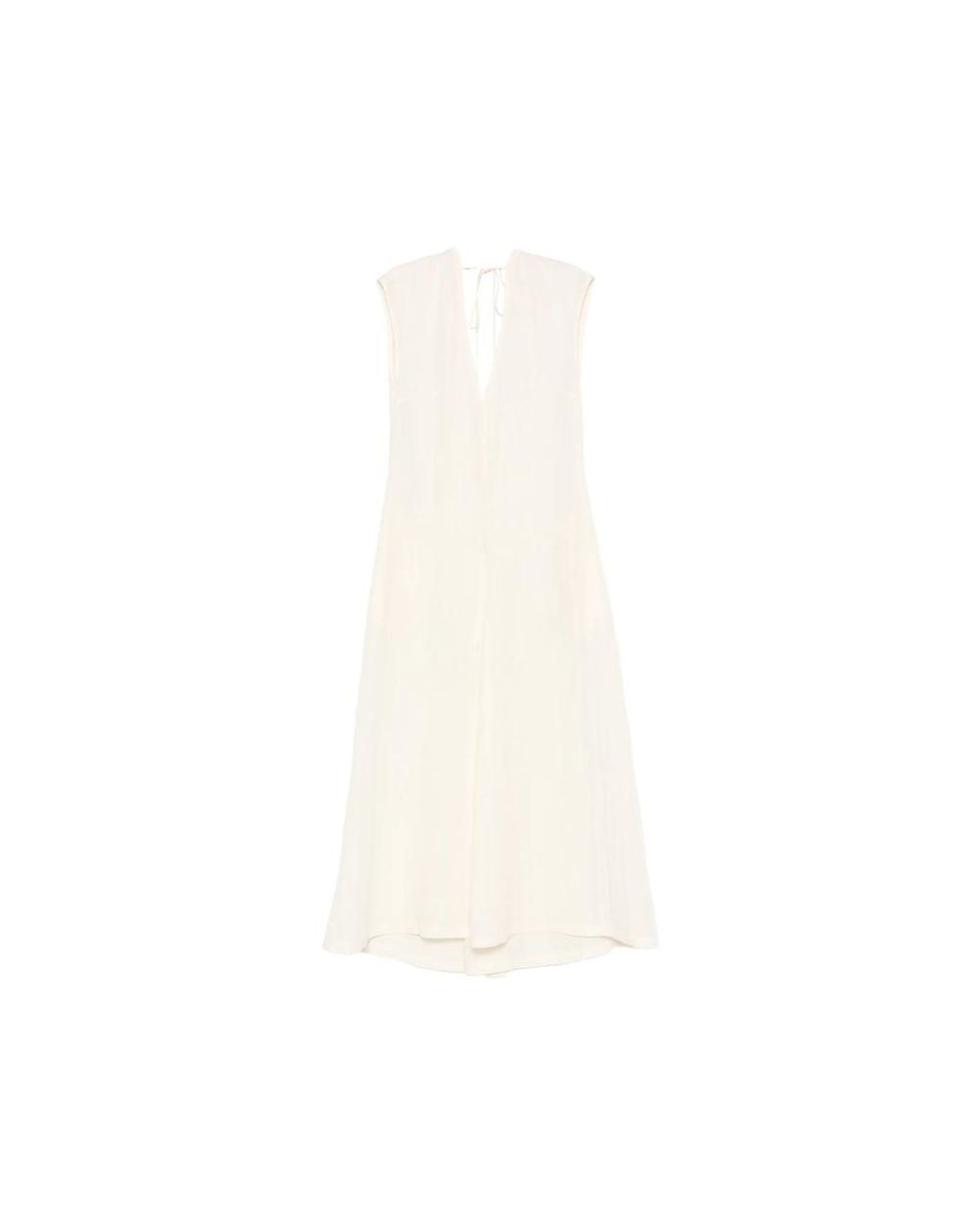 Covert White V-Neck Back-Tie Maxi Dress