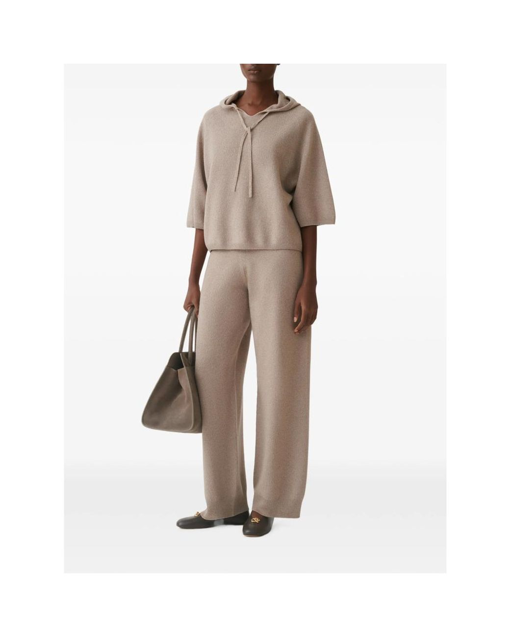 Fabiana Filippi Brown Drawstring-Fastening Elbow-Sleeve Hoodie