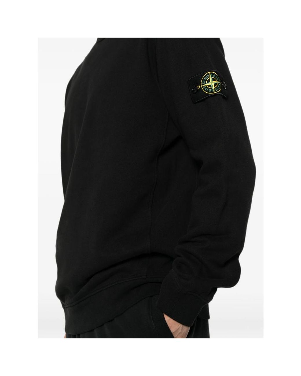 Stone Island Black 6100049 Brushed-Organic-Cotton-Fleece Sweatshirt for men
