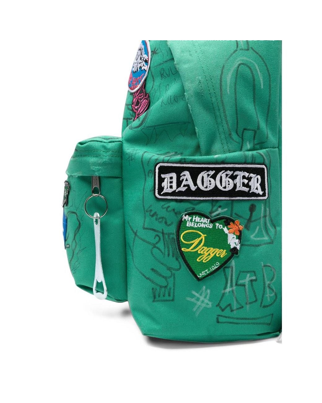 DAGGER Green Patch-Detail Graffiti-Print Backpack for men