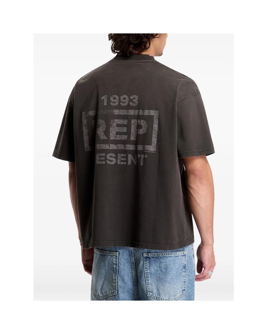 Represent Black Logo-Print Cotton T-Shirt for men