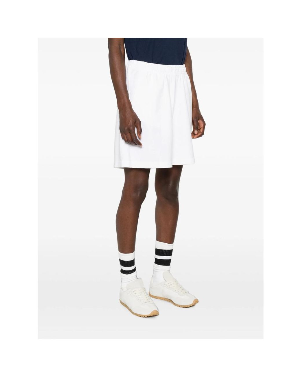 Sporty & Rich White Lena Logo-Print Elasticated Shorts