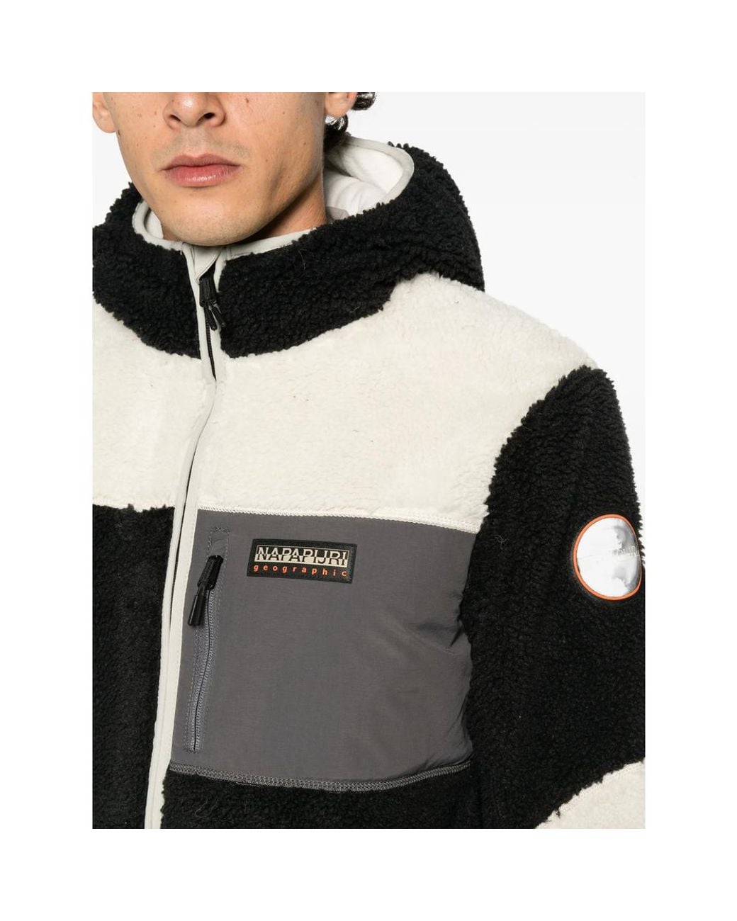 Napapijri Black Fleece-Texture Hooded Sweater for men