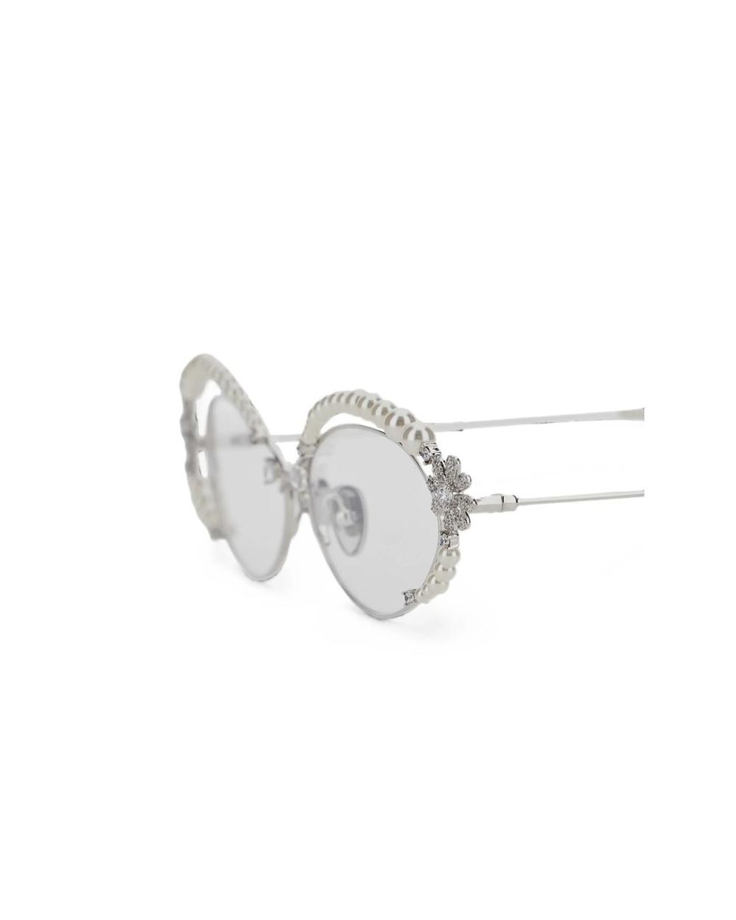 YVMIN White Paradise Floral-Detail Oval-Frame Glasses