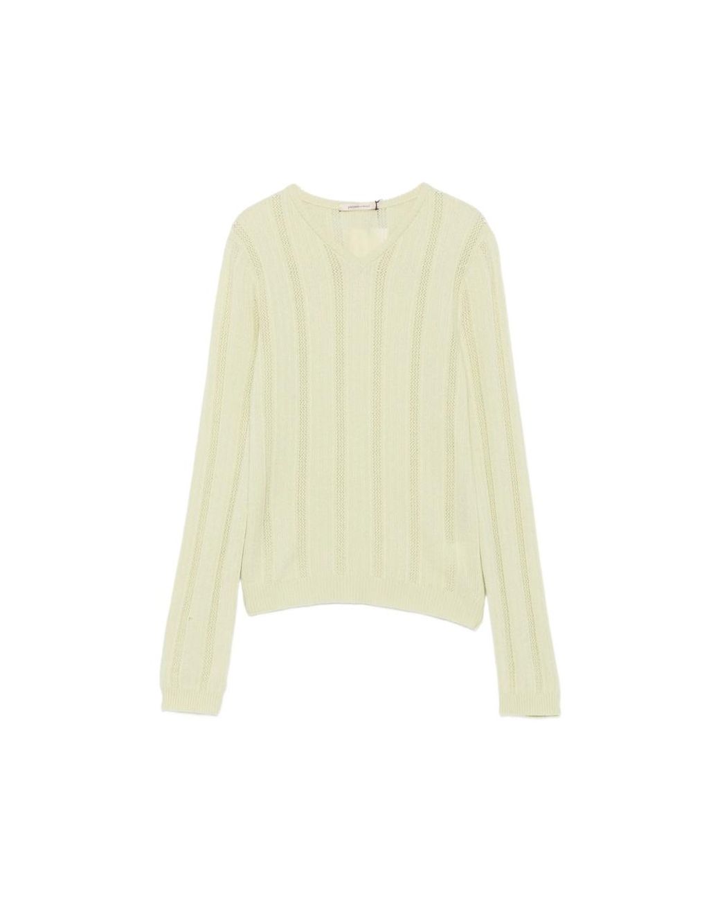 Paloma Wool Yellow Pointelle-Knit V-Neck Sweater