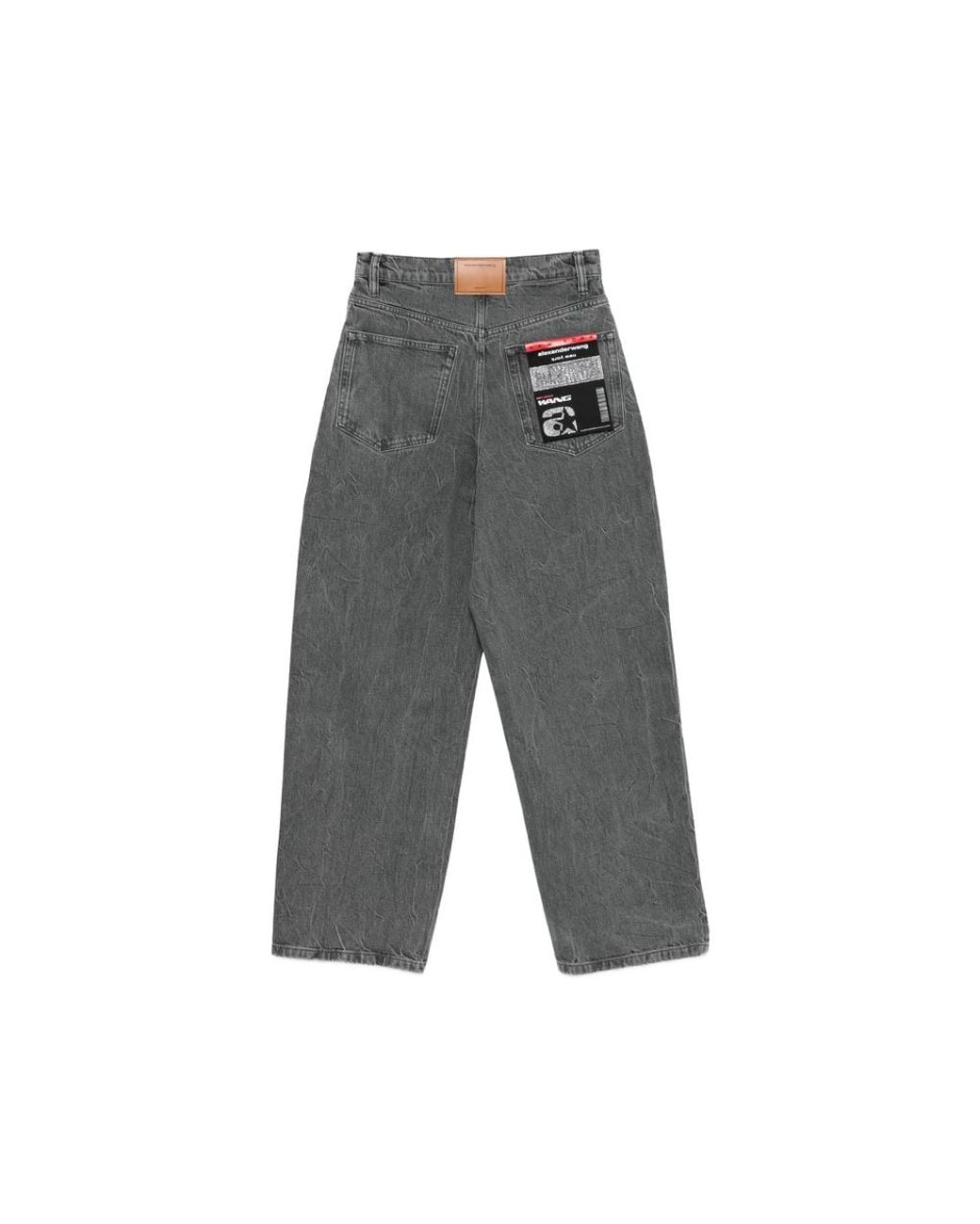 Alexander Wang Gray Crystal-Embellished Wide-Leg Jeans