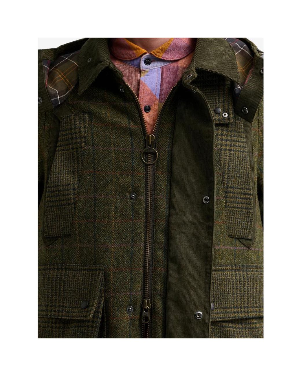 Barbour X Norbit Green X Norbit Check-Pattern Hooded Jacket for men