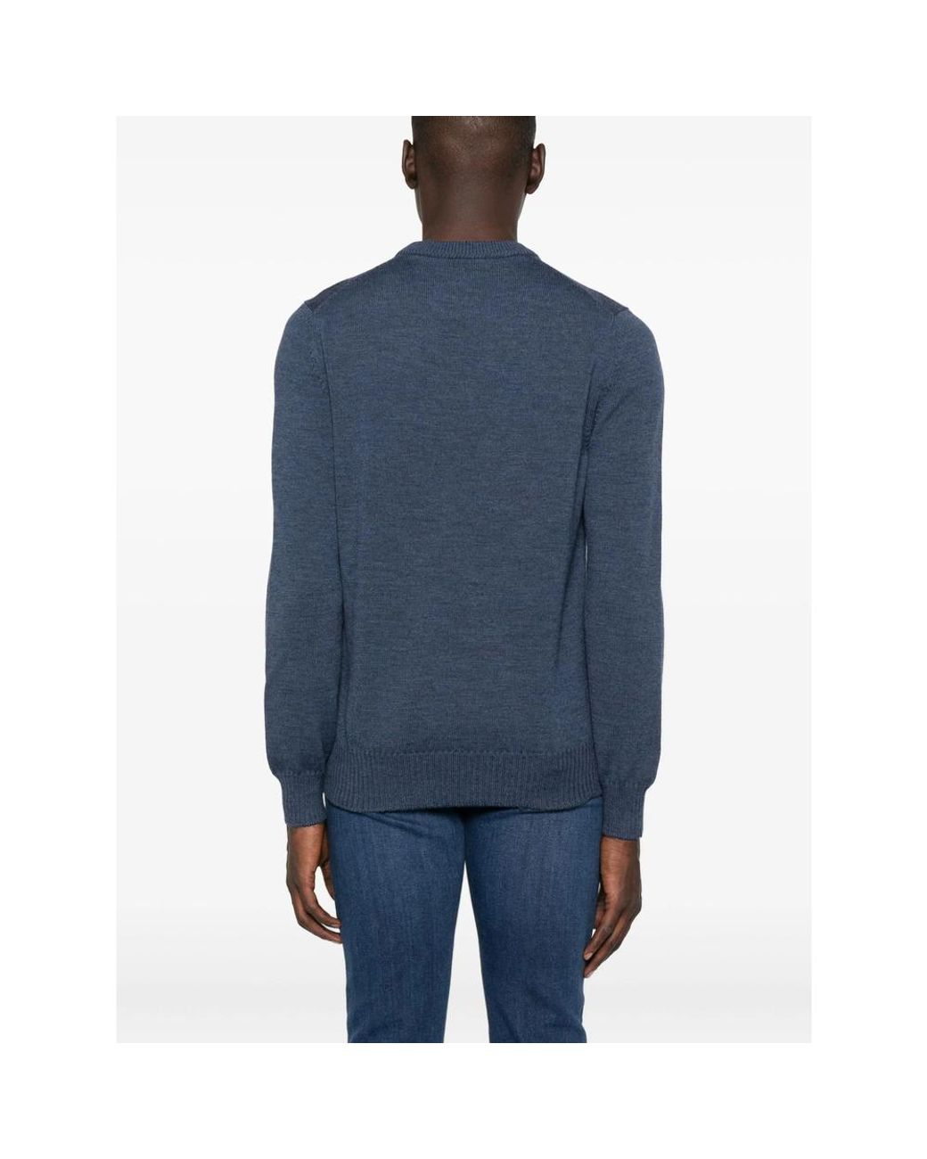 La Fileria Blue Crew-Neck Wool Sweater for men
