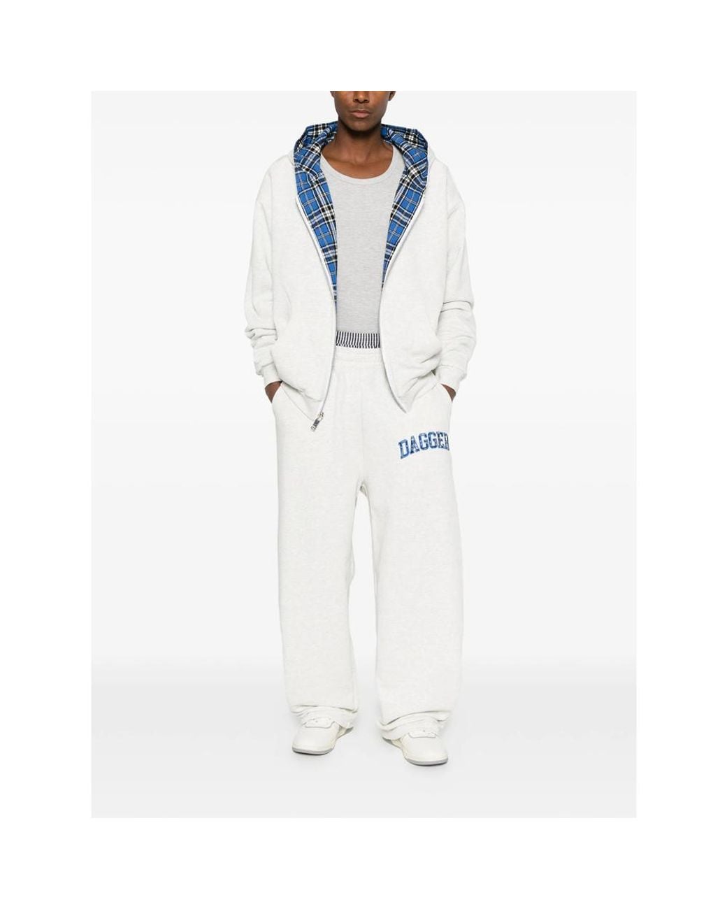 DAGGER White Reversible Logo-Patch Hoodie for men