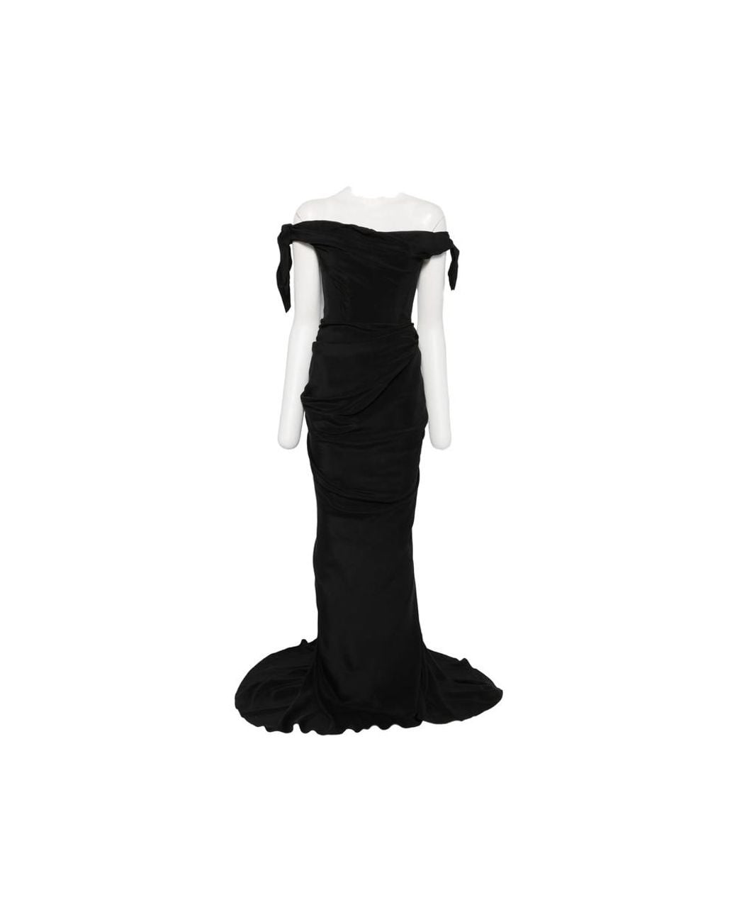 Cult Gaia Black Off-Shoulder Draped Dress
