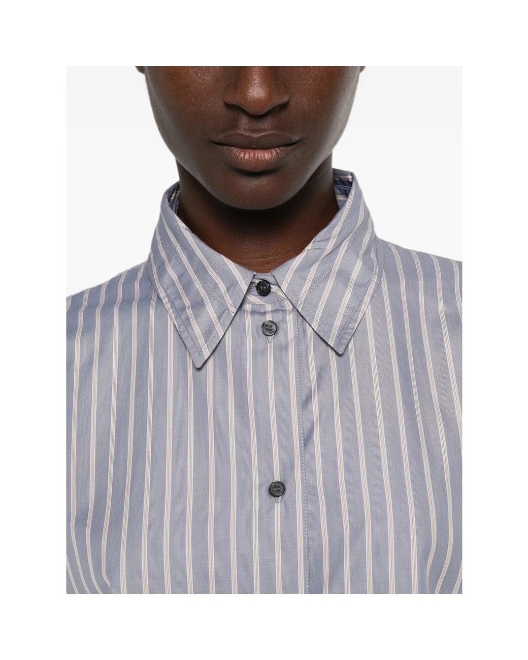 Soeur Gray Vertical-Stripe Long-Sleeve Shirt