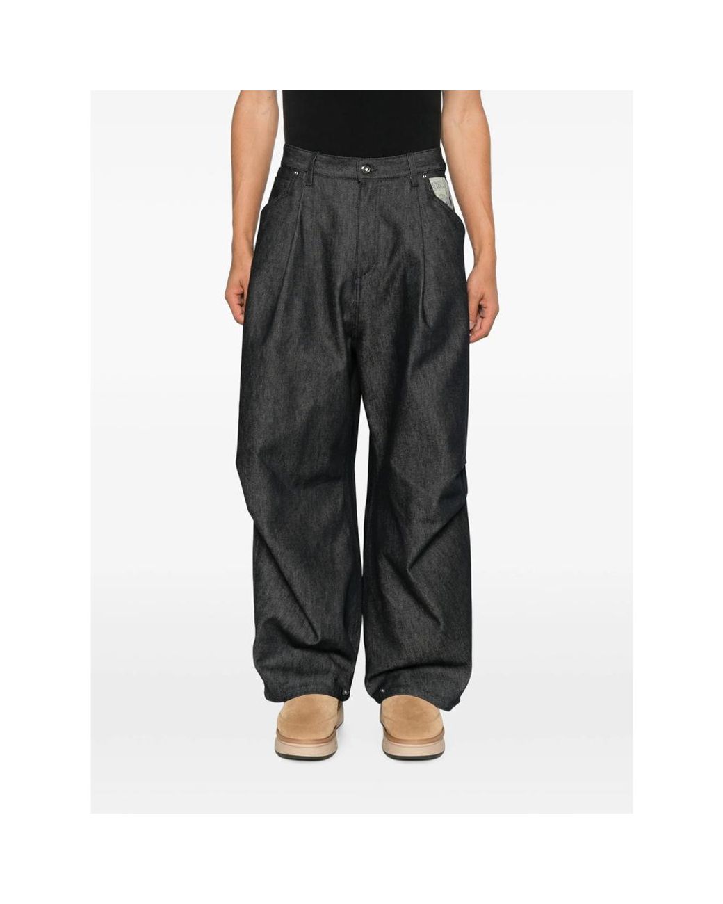 PDF Gray Pleated Wide-Leg Jeans for men