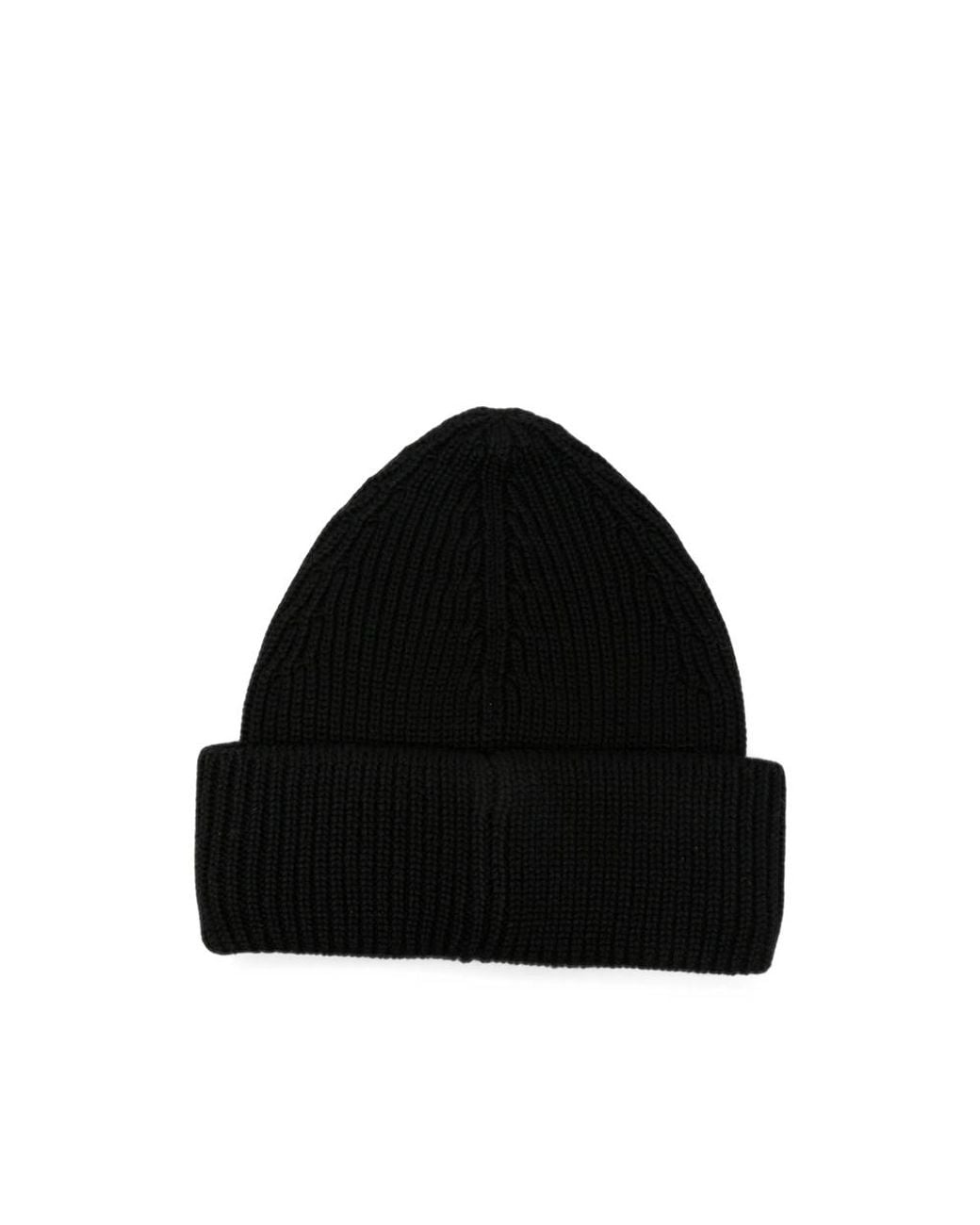 Roberto Collina Black Ribbed-Knit Beanie Hat for men