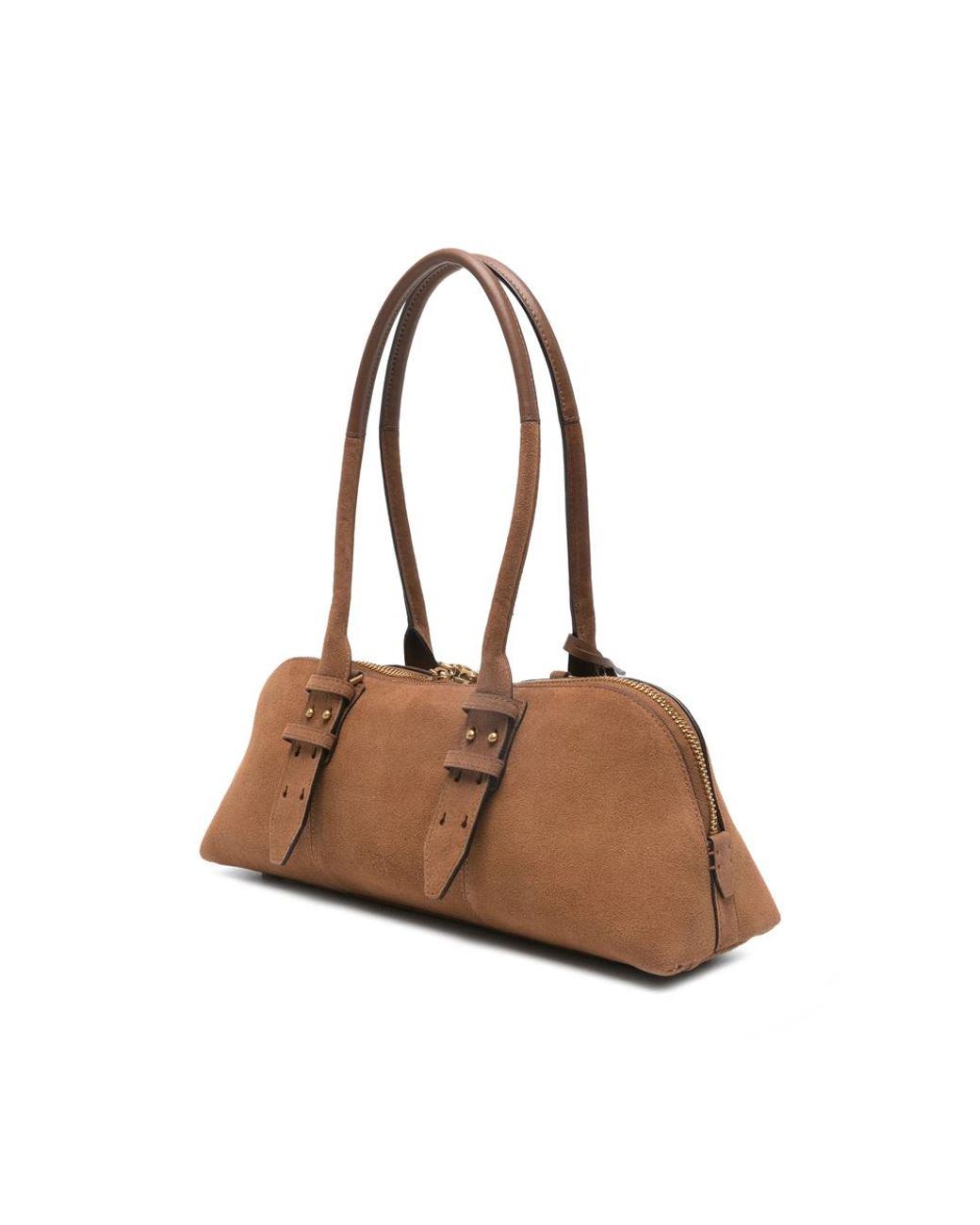 Pinko Brown Padlock Suede Tote Bag