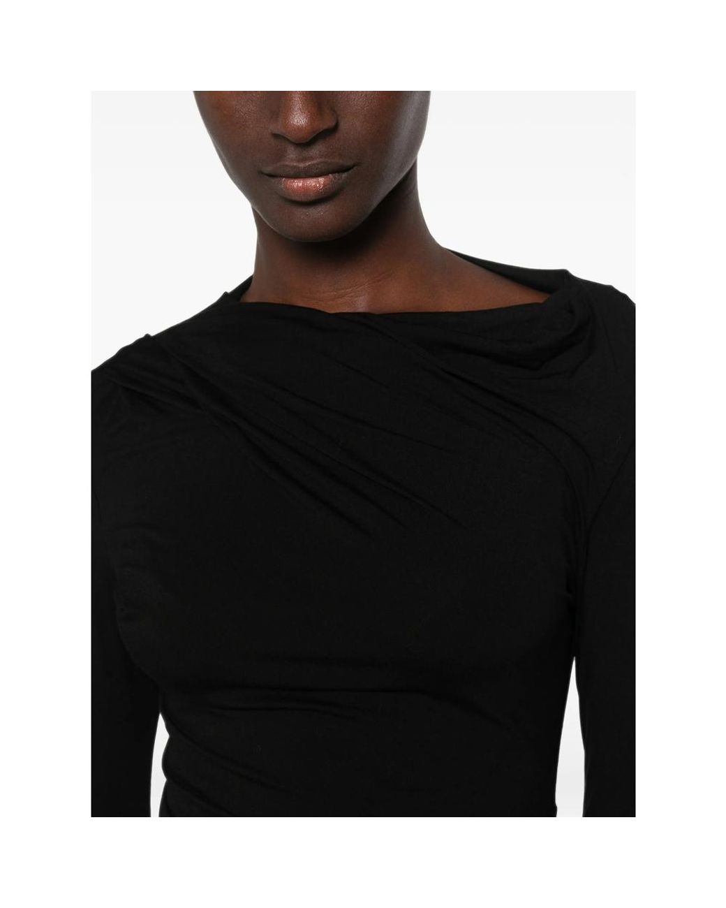 Entire studios Black Draped Long-Sleeve Top