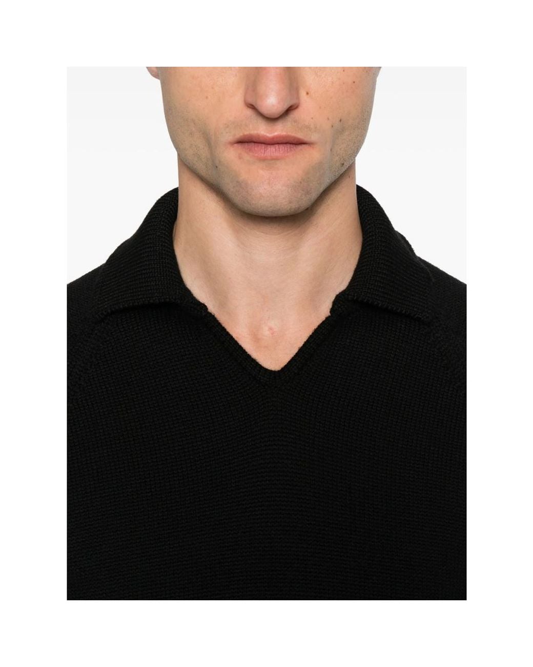 ZANONE-SLOWEAR Black Polo-Neck Wool Sweater for men