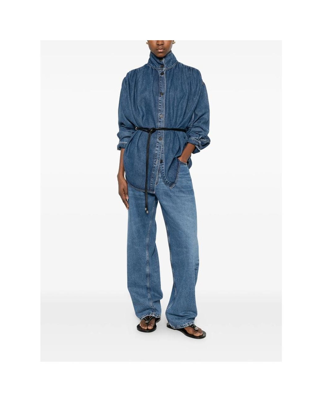 IRO Blue Julie Button High-Neck Denim Jacket