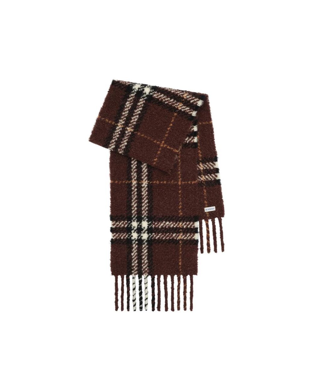 Burberry Brown Check Alpaca Wool Blend Buckle Scarf for men