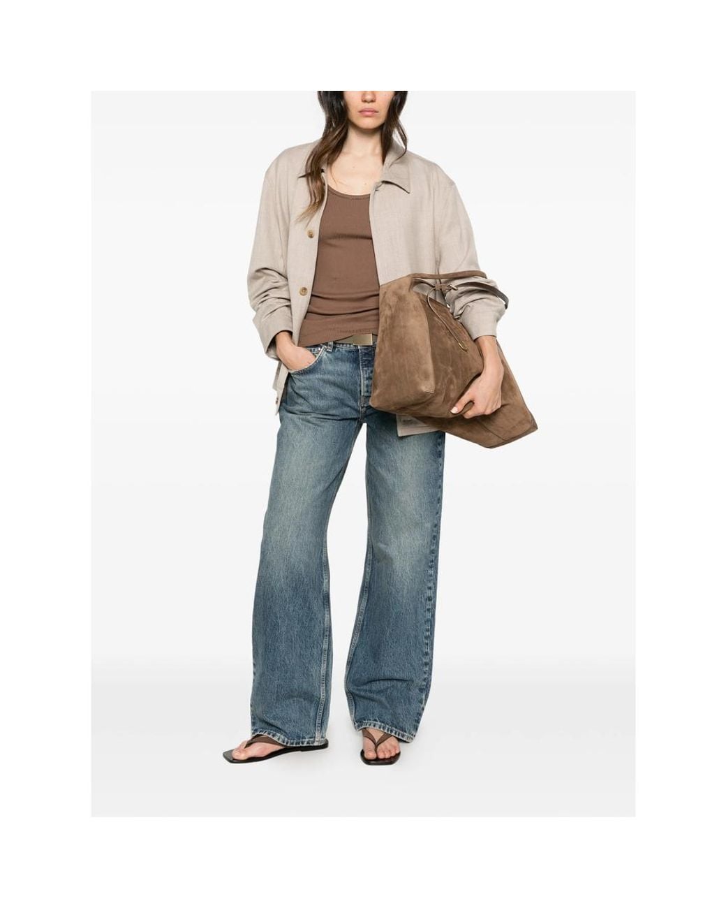 Brunello Cucinelli Brown Ribbed-Knit Monili-Chain Tank Top