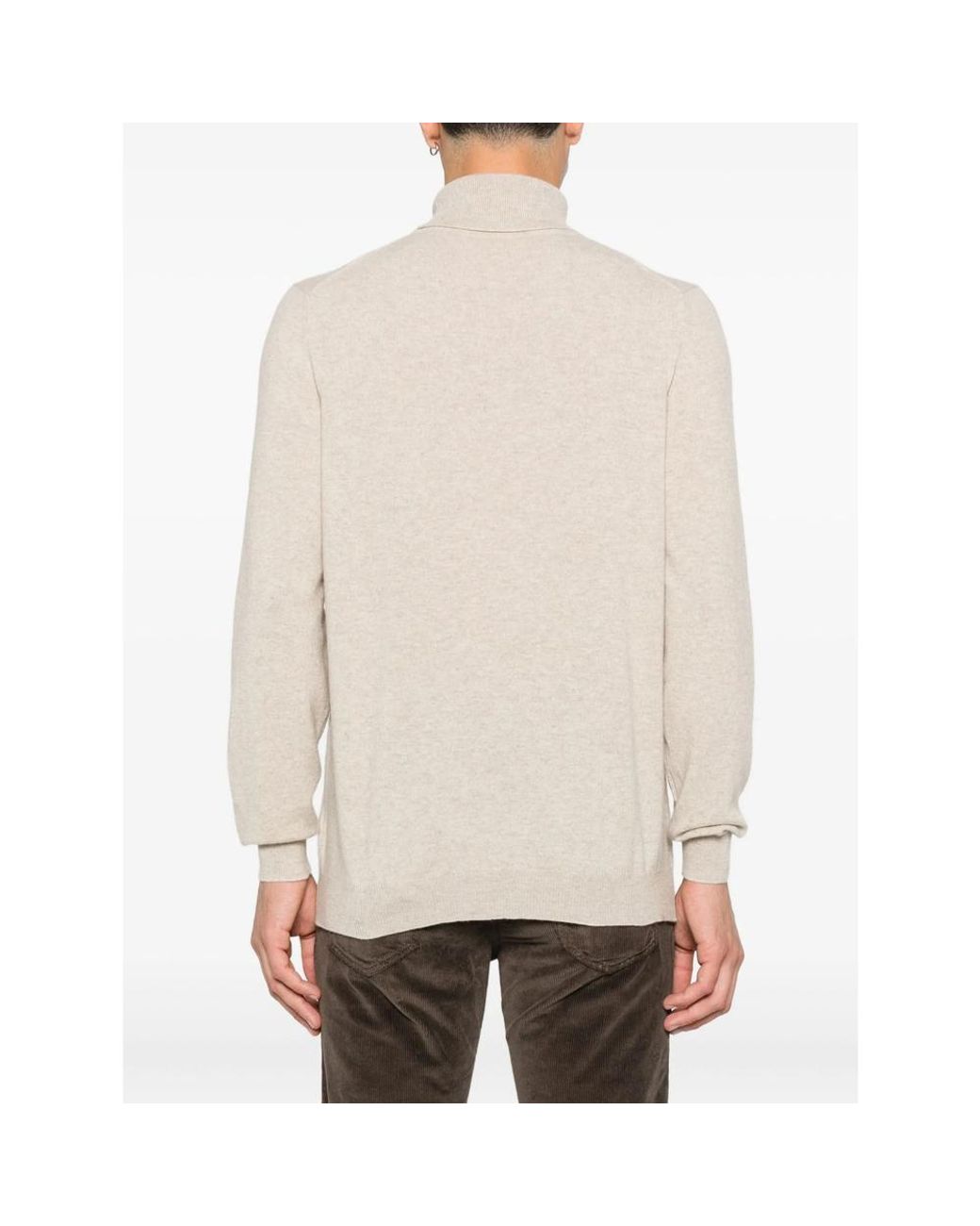 Fedeli White Cashmere Roll-Neck Top for men