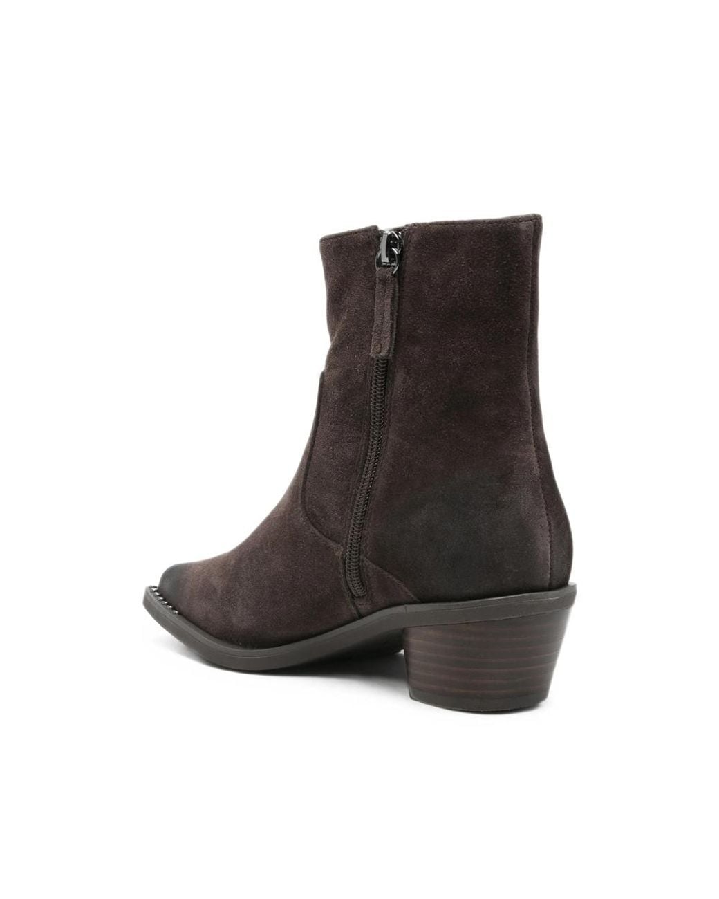 Ash Brown Hasley Studded Suede Ankle Boots