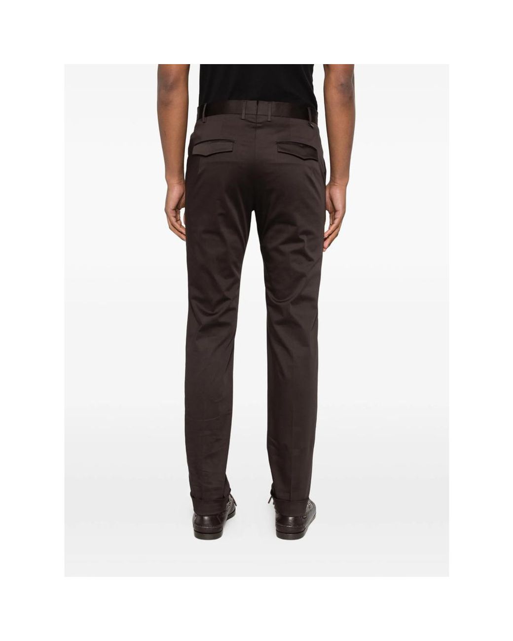 PT Torino Brown Cuffed Trousers for men